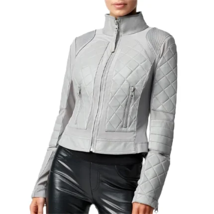 Dakota Kai WWE Pay-Per-View Gray Moto Leather Jacket