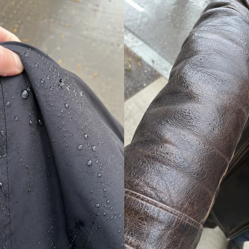 Polyester vs leather jacket weather combat