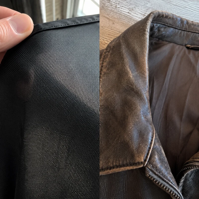 Polyester vs leather grain