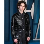 Timothee Chalamet Vanity Fair Oscar Party Leather Jacket