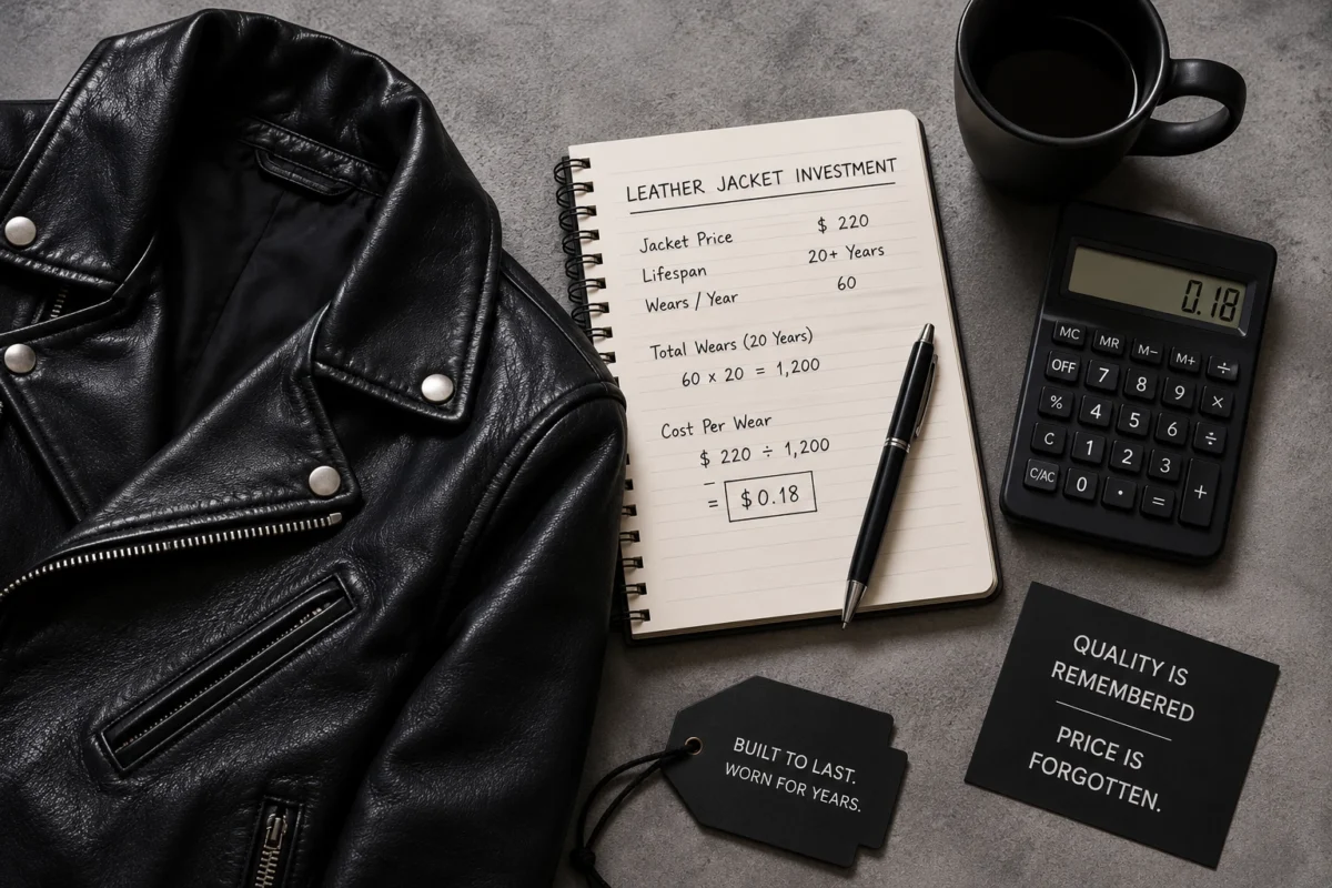 Calculator and jacket flat lay
