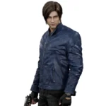 Leon Kennedy Resident Evil Death Island Blue Leather Jacket