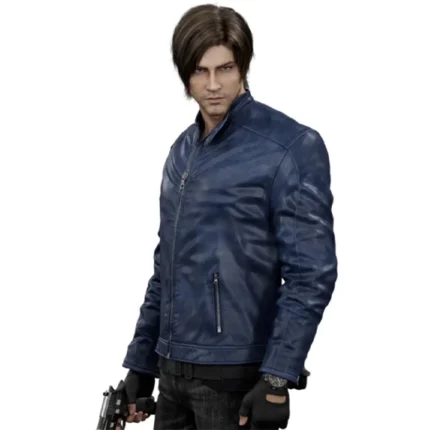 Leon Kennedy Resident Evil Death Island Blue Leather Jacket