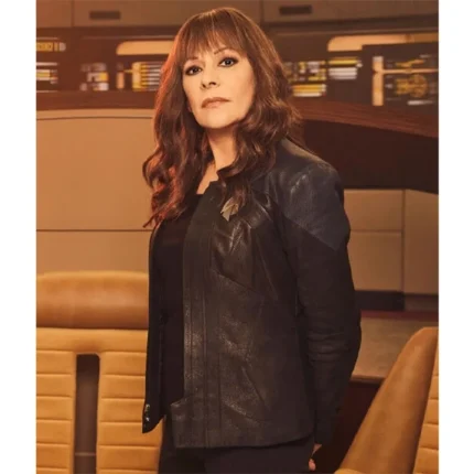 Star Trek Picard Marina Sirtis Black Leather Jacket