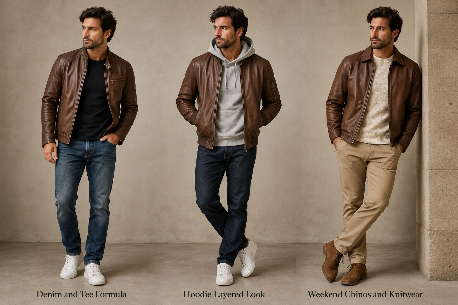 Mens brown leather jacket styles