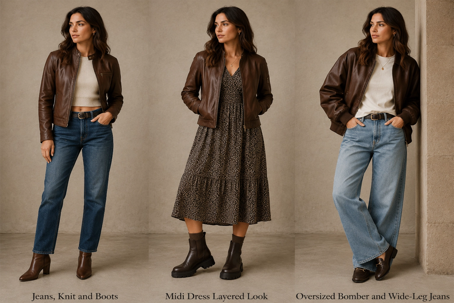 Womens brown leather jacket styles