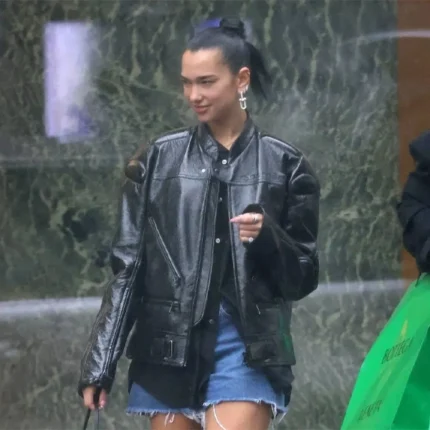Dua Lipa Black Leather Jacket