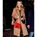 Emily Blunt Braided Brown Wool Coat