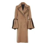 Emily Blunt Braided Wool Brown Coat