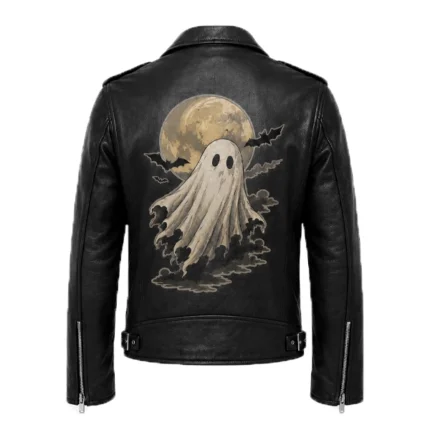 Ghost Halloween Black Leather Jacket 2026