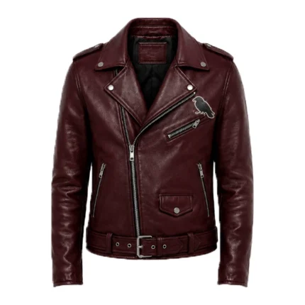 Raven Moon Burgundy Biker Halloween 2026 Jacket
