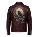 Raven Moon Burgundy Biker Halloween 2026 Jacket - Image 2