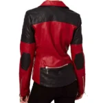 Women's Asymmetrical Zipper Red and Black Jacket