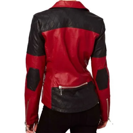 Women's Asymmetrical Zipper Red and Black Jacket