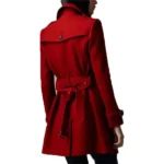 Women's Red Wool Mid Length Coat