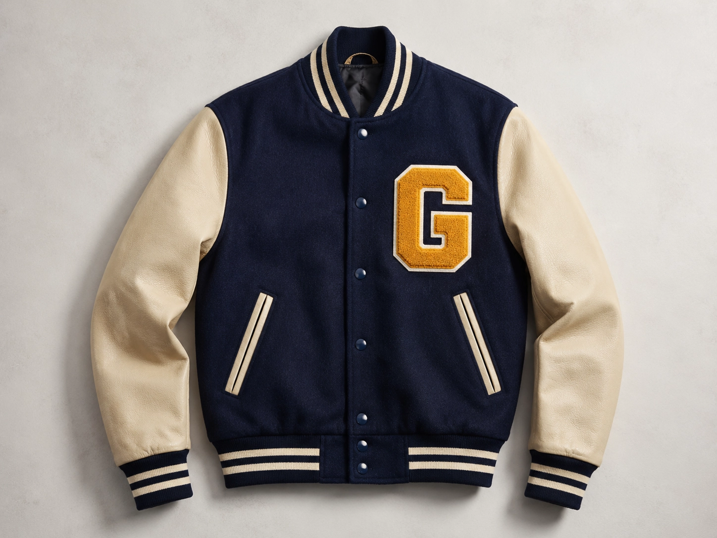 Wool and leather letterman jacket