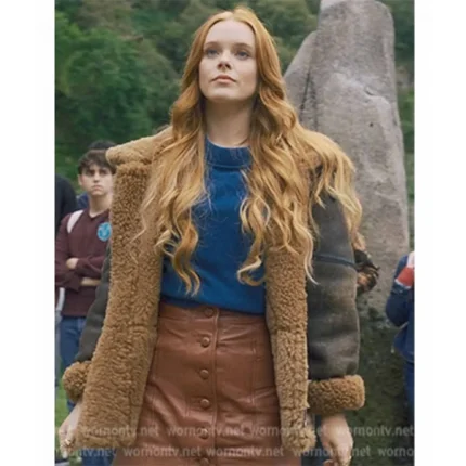 Abigail Cowen Fate Bloom S02 Shearling Brown Leather Jacket