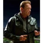 Arnold Terminator 5 Leather Jacket with Hood - Image 4