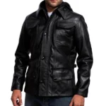 Arnold Terminator 5 Leather Jacket with Hood