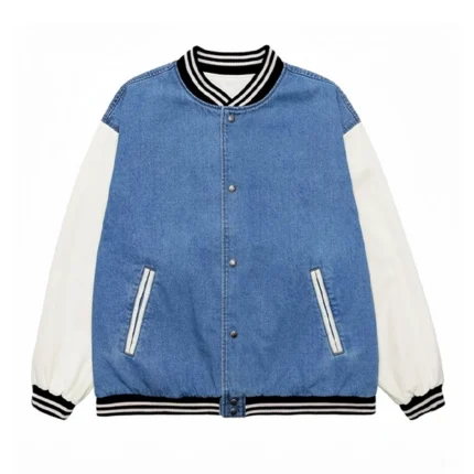Ed Skrein I Used to Be Famous Varsity Blue and White Jacket