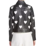 Women's Maje Heart Motorcycle Black Leather Jacket