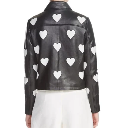 Women's Maje Heart Motorcycle Black Leather Jacket