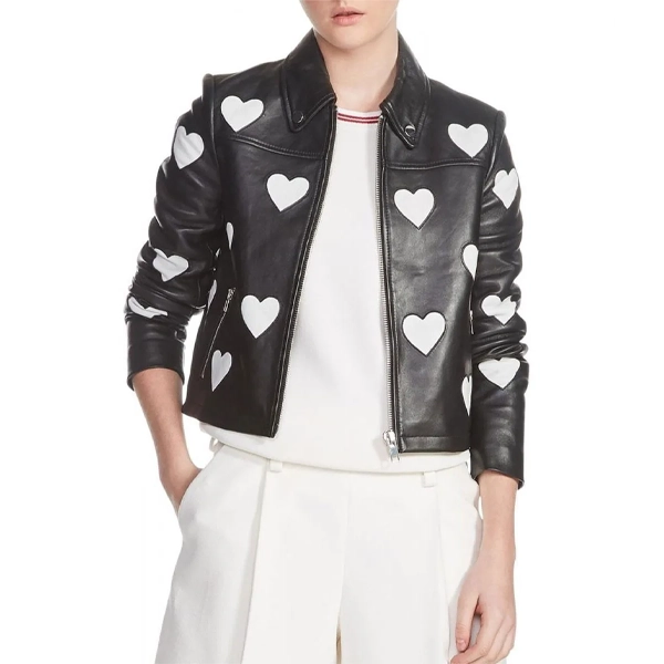 Womens-Maje-Heart-Motorcycle-Leather-Jacket Women's Maje Heart Motorcycle Leather Jacket