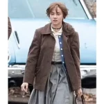 Cailee Spaeny Priscilla Brown Wool Jacket