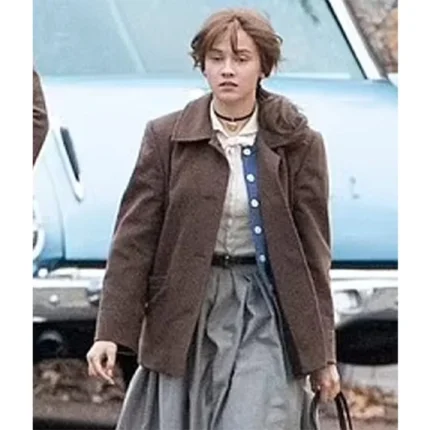 Cailee Spaeny Priscilla Brown Wool Jacket