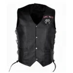 Men's Lone Wolf Biker Leather Vest - Image 2