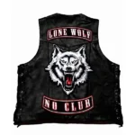 Men's Lone Wolf Biker Leather Vest