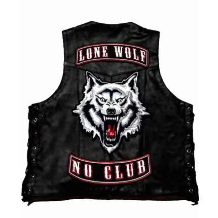 Men's Lone Wolf Biker Leather Vest