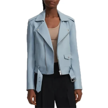 Single Drunk Female Sofia Black-D'Elia Blue Leather Jacket