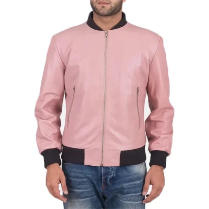 Men's Pink Leather Jacket