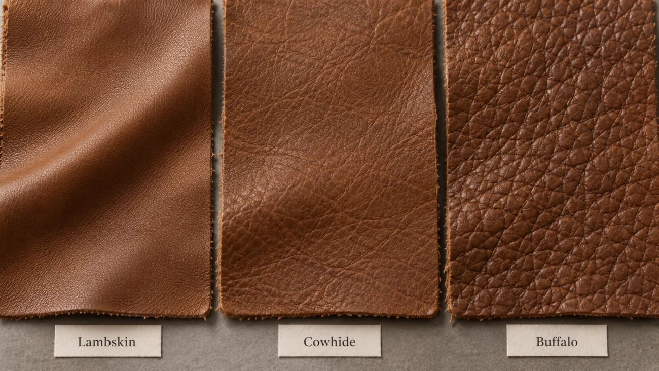 comparison of lambskin, cowhide, and buffalo grain